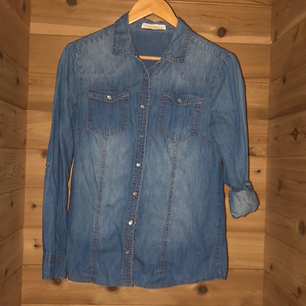 Chambray Shirt with Pearly Snaps